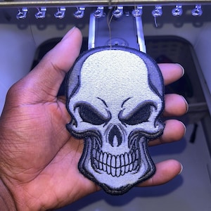 Embroidered Skull Patch, Spooky Skull Patch, Scary Patch, Embroidery Patch, High Quality Patch, Iron-On Skull Patch, Sew-On Patch
