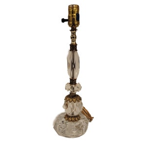 Vintage Cut Crystal Lamp (16.5" Tall, 4" Base)