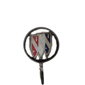 Vintage Buick Knights Head Red, White, and Blue Hood Ornament - Automobile Collectible