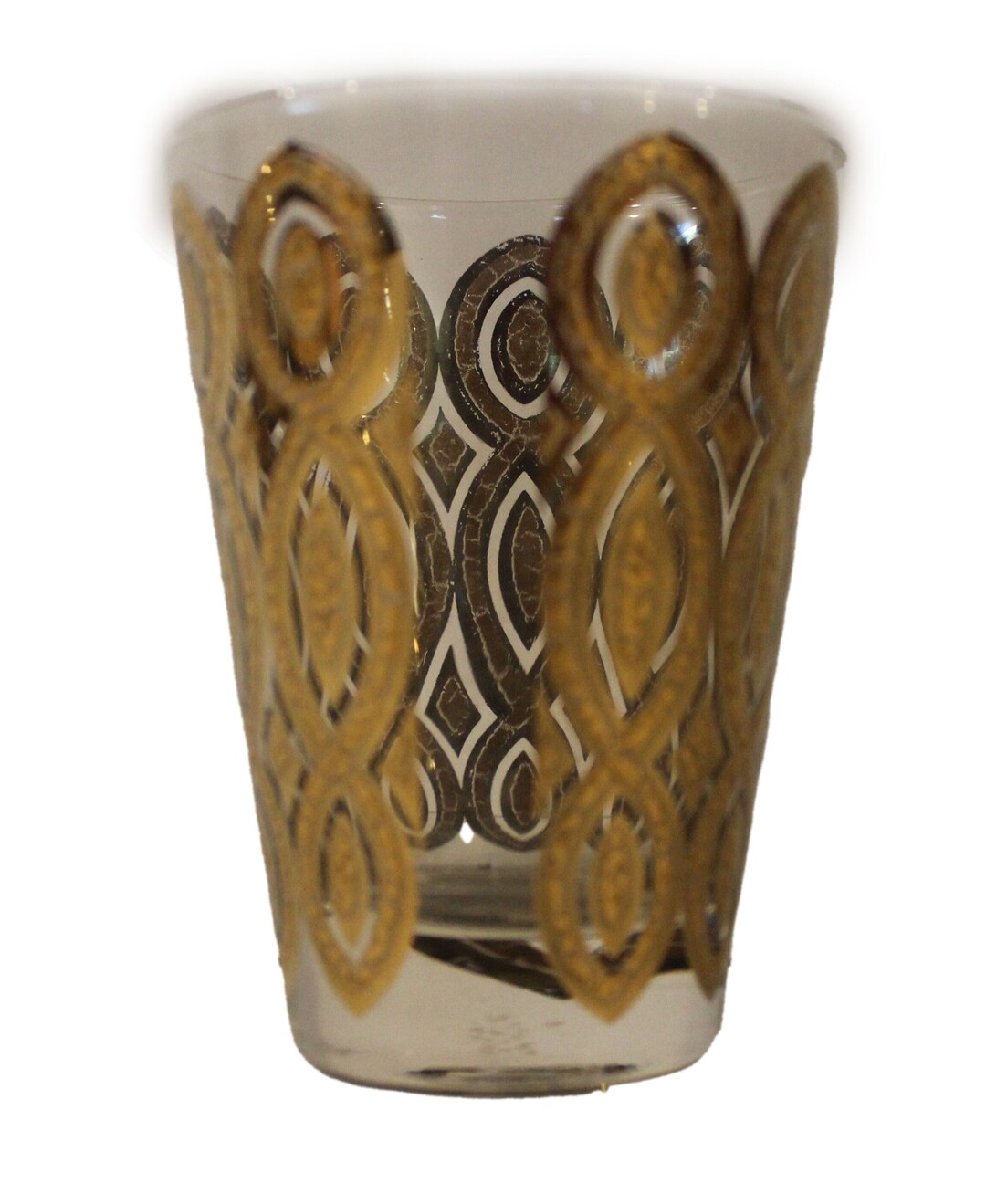 Vintage 22-karat Gold Moroccan Style Low Ball Rocks Glass, Repeating ...