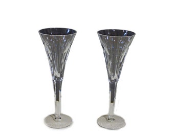Vintage Waterford Crystal Millennium Crystal Champagne Toasting Flutes - Love Flutes Hearts, 9 1/4 inches tall, Circa Late 1900s