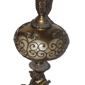 Vintage Hollywood Regency Style Lamp with Cast Cherub Base, Bulbous Form (Circa Early to Mid 1900s)
