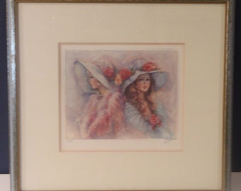 Vintage Framed Lithograph "Opening Night" by Mary Vickers