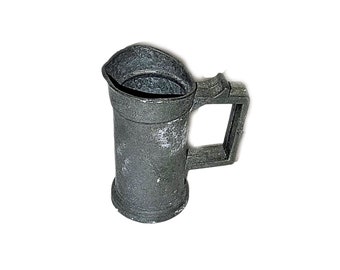 Unraveling History in Tiny Sips: Vintage Old Dutch Pewter Measuring Tankard (ABCD)