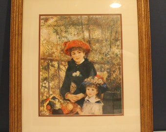 Vintage Framed Lithograph Print - "On the Terrace" by Pierre-Auguste Renoir