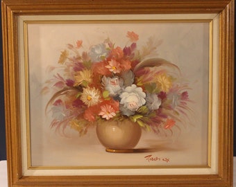 油彩画 Yazawa 1961年 花瓶の花 静物画 油彩画 Yazawa 1961年 花瓶の花 静物画 油彩画 Yazawa 1961年 花瓶の花