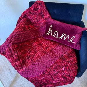 Handmade Striped Chunky Knit Throw Blanket: Soft Chenille BOHO Decor image 11