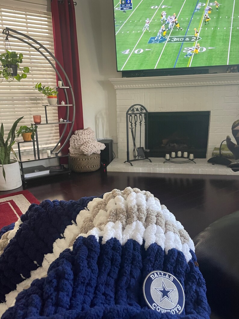 Dallas Cowboys Chunky Knit Throw Blanket, NFL Home Decor, Cozy Football