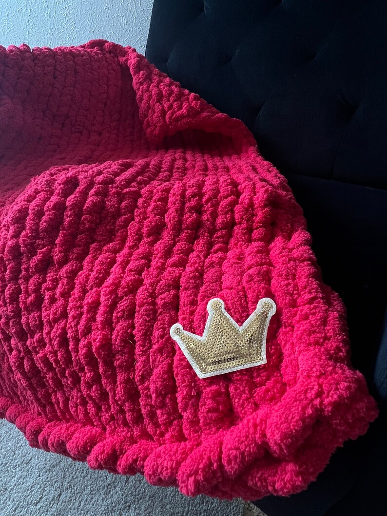 New Year Sale,magenta Small / Baby/ Child Chunky Knit Throw Blanket