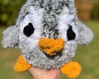 Handmade Chunky Knit Baby Penguin Plushie: Soft Chenille Squishmallow