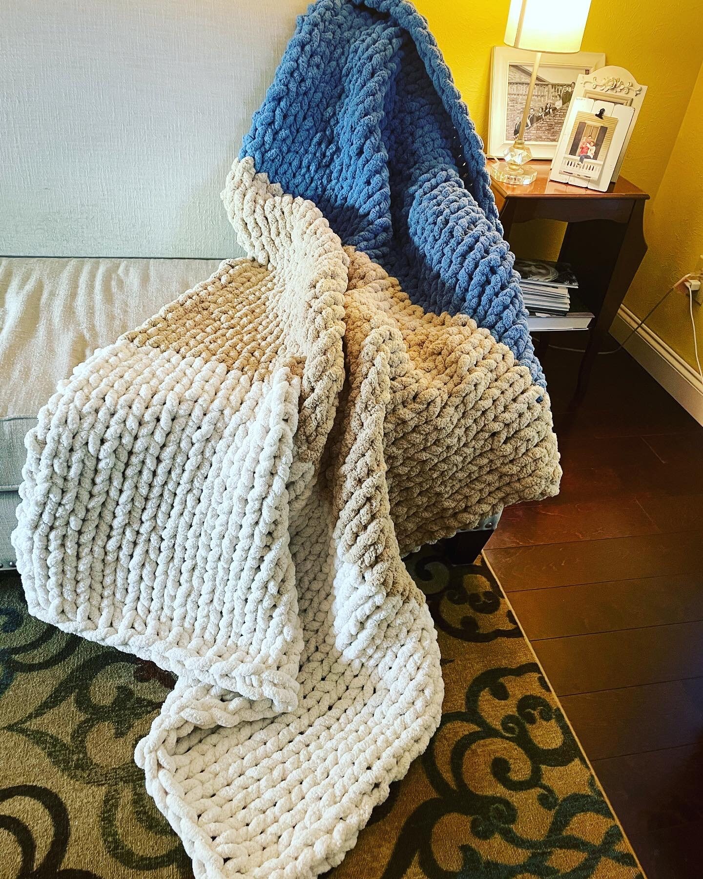 Chunky Knit Chenille Throw Blanket: Color Block, Cozy Home Decor