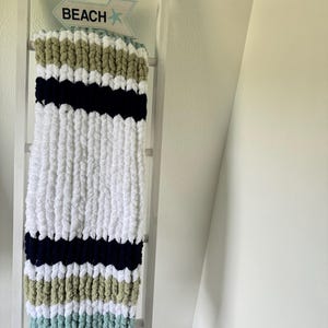 Handmade Striped Chunky Knit Throw Blanket: Soft Chenille BOHO Decor image 14