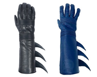 Superhero Bat Style Gloves Michael Keaton Returns 1989 Bats Comics Leather Cosplay Dark Black Blue Knight