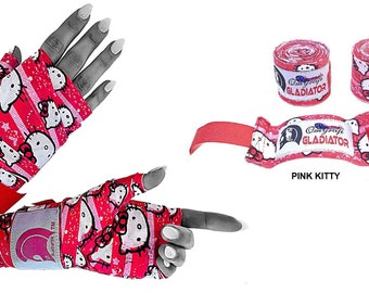 MMA Hand Wraps Boxing Pink Kitty 180"( 4.5m)  and  255" (645 cm)