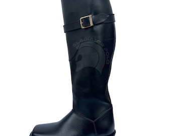 Men’s 10 Wide Knee High Boots Cowboy Action Shooter Replica Reenactment Black Revan