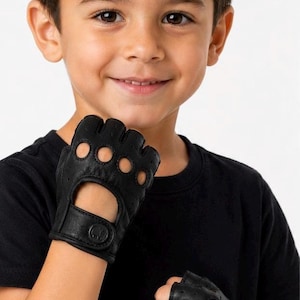Youth Petite Women's Fingerless Driving Gloves BLACK PINK Leather Fitness Yoga Motocross Bicycle