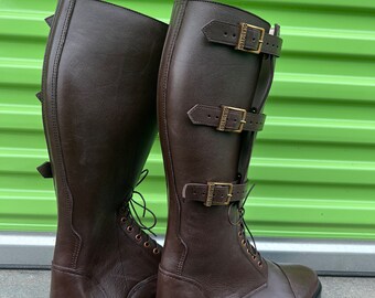 Motorcycle Boots Leather Police Classic 1940s US Cavalry  display picture 1