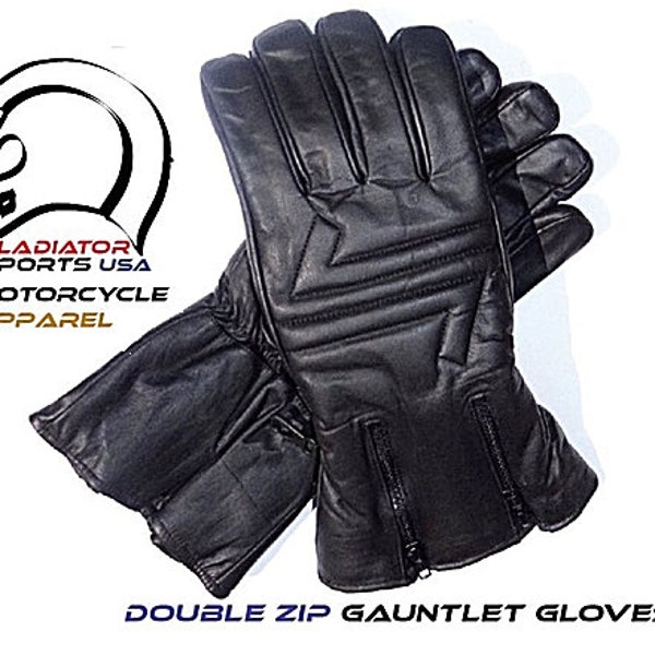 Men's Premium Gauntlet Gloves Motorcycle Black Leather Touchscreen Star Wars