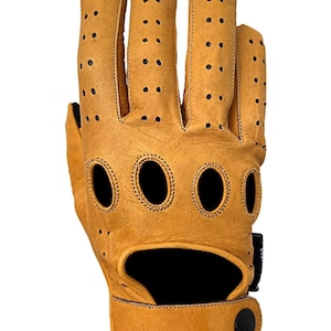 Designer Driving Gloves YELLOW Leather with Reverse Stitching
