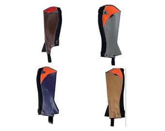 Medias chaparreras PÚRPURA BEIGE GRIS Paneles de refuerzo elásticos Cuero