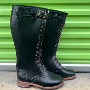 Motorcycle Boots Leather Police Classic Engineer Heavy Duty 10.5 EEE Wide Calves German March Engineer
