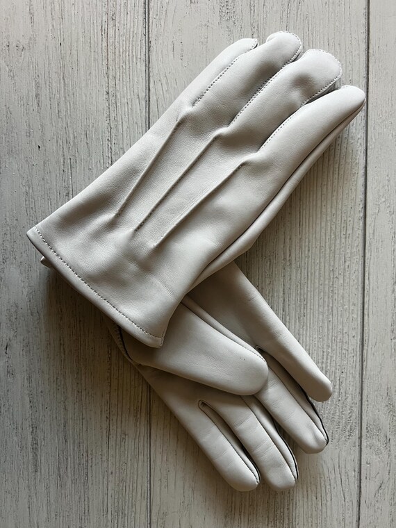 mens white leather dress gloves Men's Gloves with Snaps - White