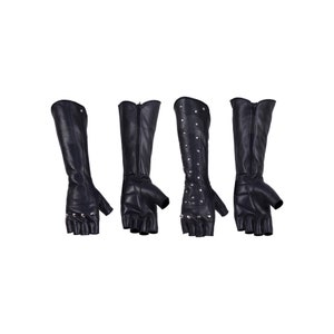 Medieval Apocalyose Gothic Leather Gloves Assassin Archer Gauntlet Long