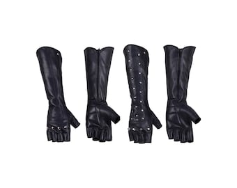 Medieval Apocalyose Gothic Leather Gloves Assassin Archer Gauntlet Long