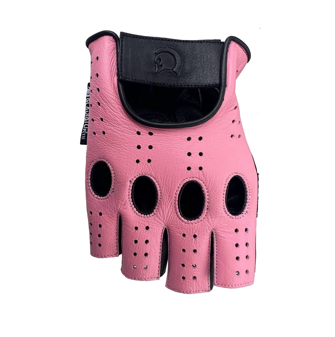 Beautiful Fingerless Driving Gloves PINK Designer Leather PAIR Etsy