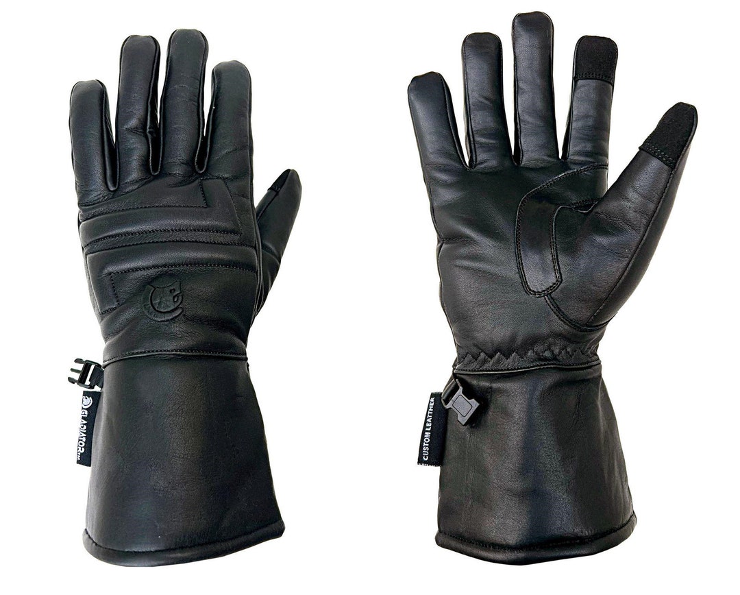 Men's Winter Gauntlet Motorcycle Gloves - 100% Natural Sheep