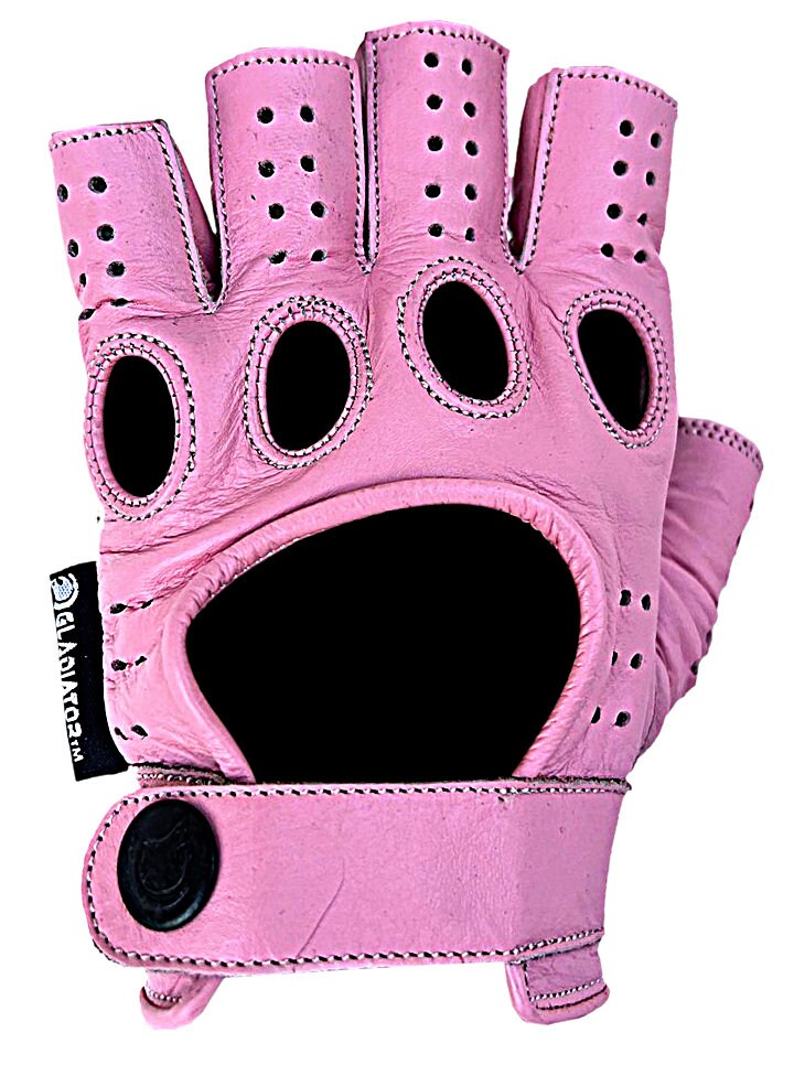 Pink Leather Fingerless Driving Gloves – Designer Motorcycle