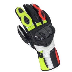 Leather Gauntlet Motorcycle Gloves Men's Street Road  TOUCHSCREEN Orange Green Black Steel Racing Dirt Bike MotoGP