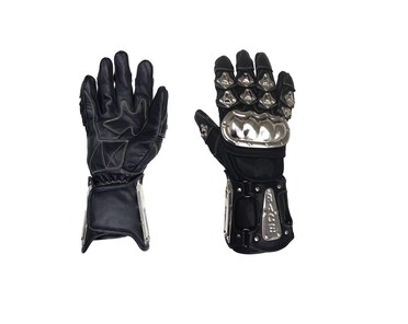 thumbnail image 2 of Genuine Italian Military Gauntlet Motorcycle Gloves - Black Leather, Men's 2 of 6