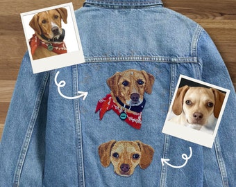 The Ultimate Custom Large (2 Pets Portrait) Embroidered Denim Jacket, Dog Embroidery, Personalized Gifts, Dog Gift, Cat Gift, Animal Gift