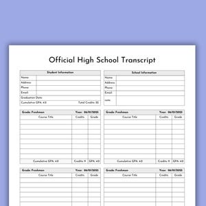 High School Transcript. Homeschool Transcript, Editable High School Transcript Template, Official Transcript. Transcript homeschool 2025