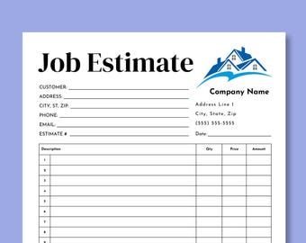 job estimate template. work estimate template, editable Job Estimate Template, job estimate form, construction job estimate template 2026