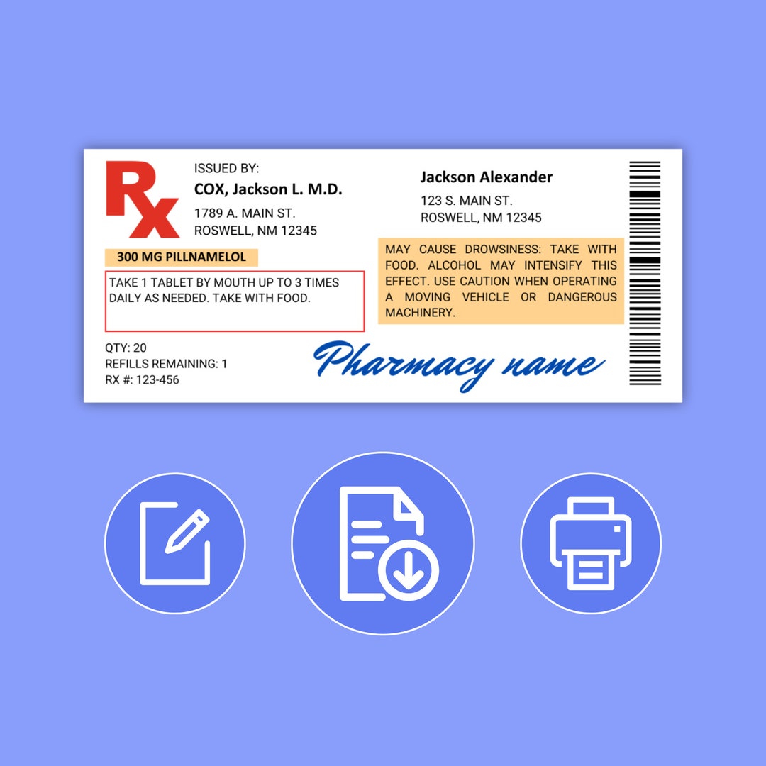 Prescription Label Template, Editable RX Bottle Label Template, Fun ...