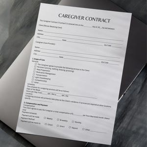 Caregiver contract agreement. Home care agreement template. Caregiver contract template, Caregiving Contract. Home care contract template