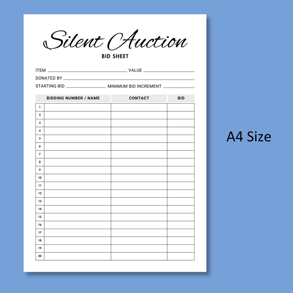 Editable Silent Auction Bid Sheet - Il 1140xN.6028584114 5w2p 