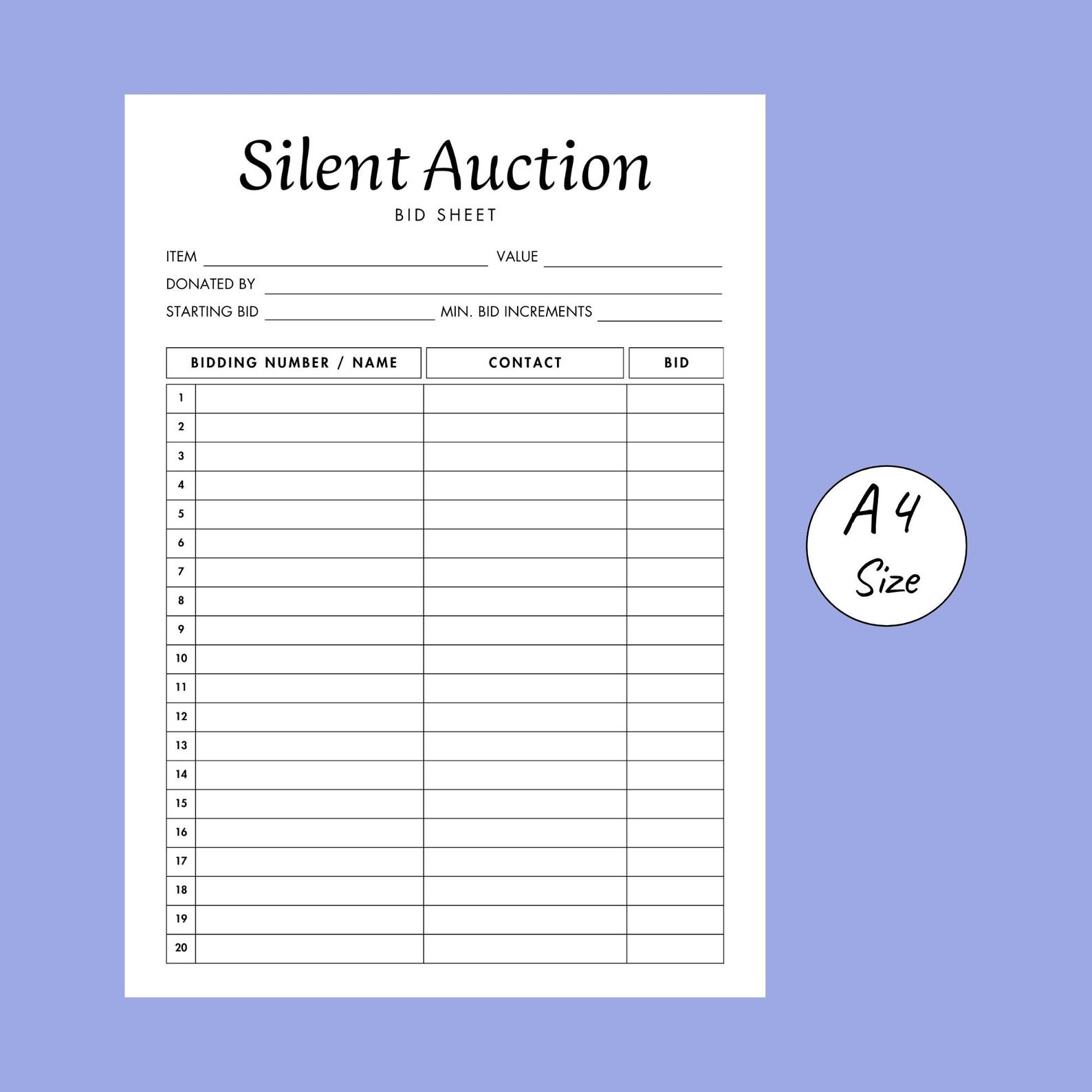 Editable Silent Auction Bid Sheet - Il 1588xN.6343479643 Rbz9