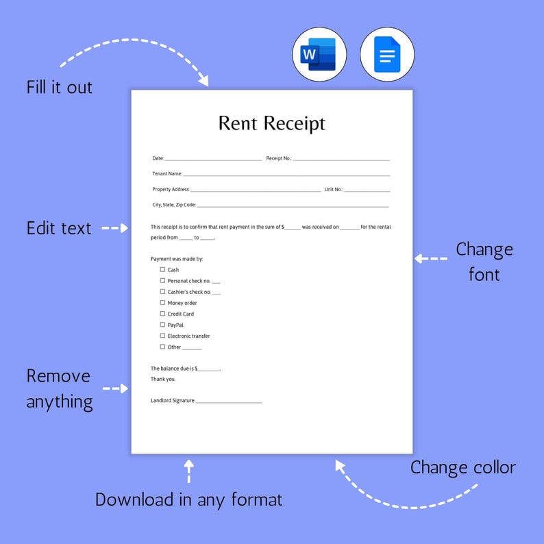 Rent Receipt. Landlord Rent Receipt. Rent Payment Receipt. Rent Receipt ...
