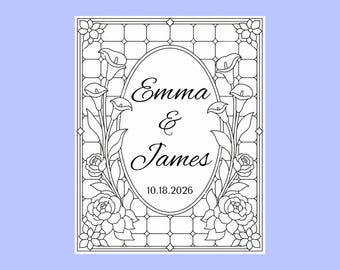 stained glass wedding sign template. faux stained glass wedding sign template. stained glass wedding welcome sign template. pattern print