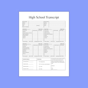 High School Transcript. Homeschool transcript, Official Transcript. High School Transcript template, Printable Homeschool transcript, Word