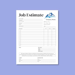 job estimate template. work estimate template, editable Job Estimate Template, job estimate form, construction job estimate template 2025