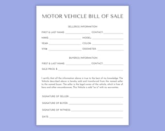 Motor Vehicle Bill of Sale. blank auto bill of sale, motor vehicle bill of sale template. motor vehicle bill of sale printable form.