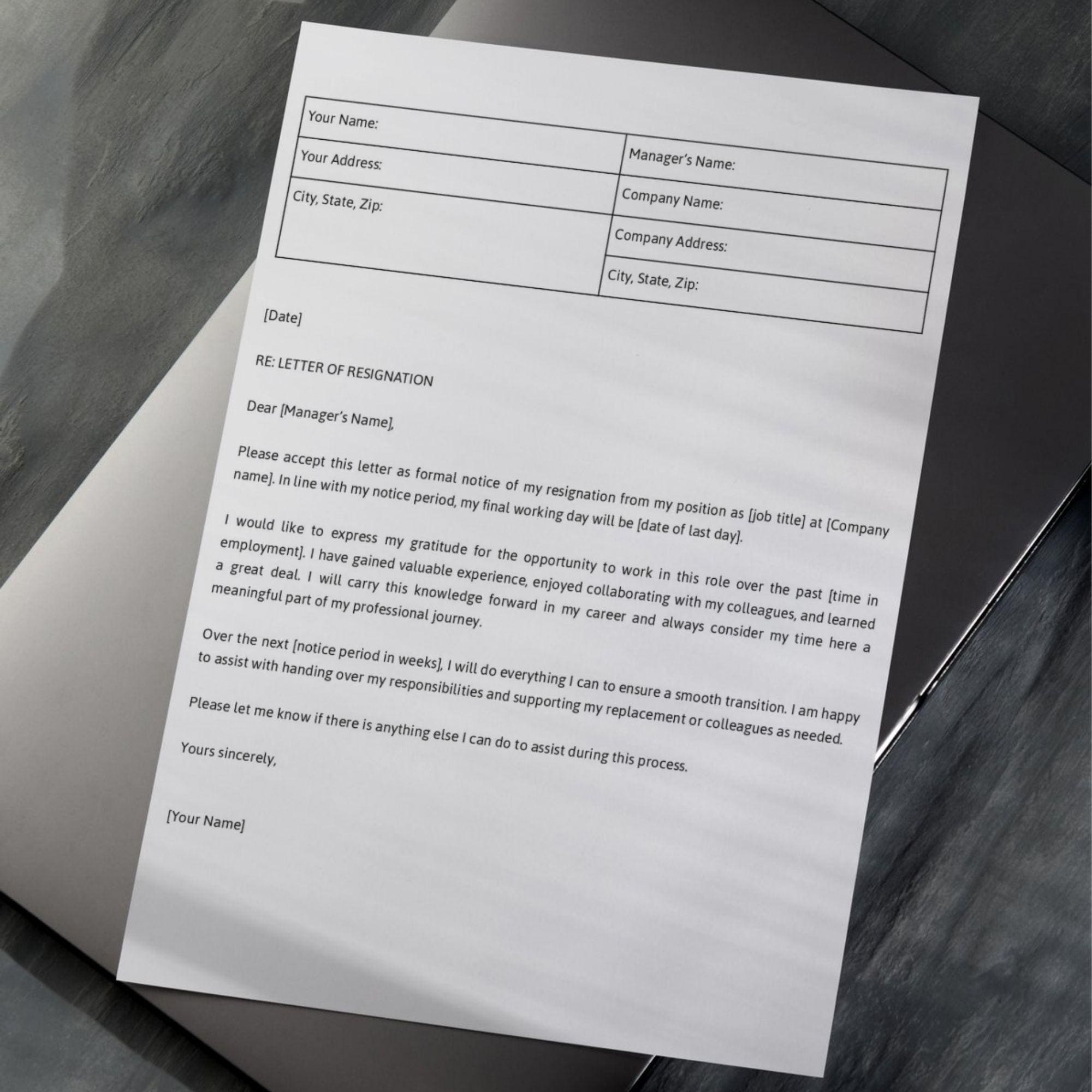 2 Weeks Notice Letter. 2 Week Notice Letter Template. Two Weeks Notice ...