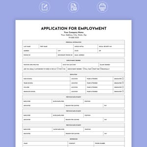 求人応募テンプレート、雇用申請書、求人応募トラッカー、雇用申請書、編集可能な空白の求人応募フォーム