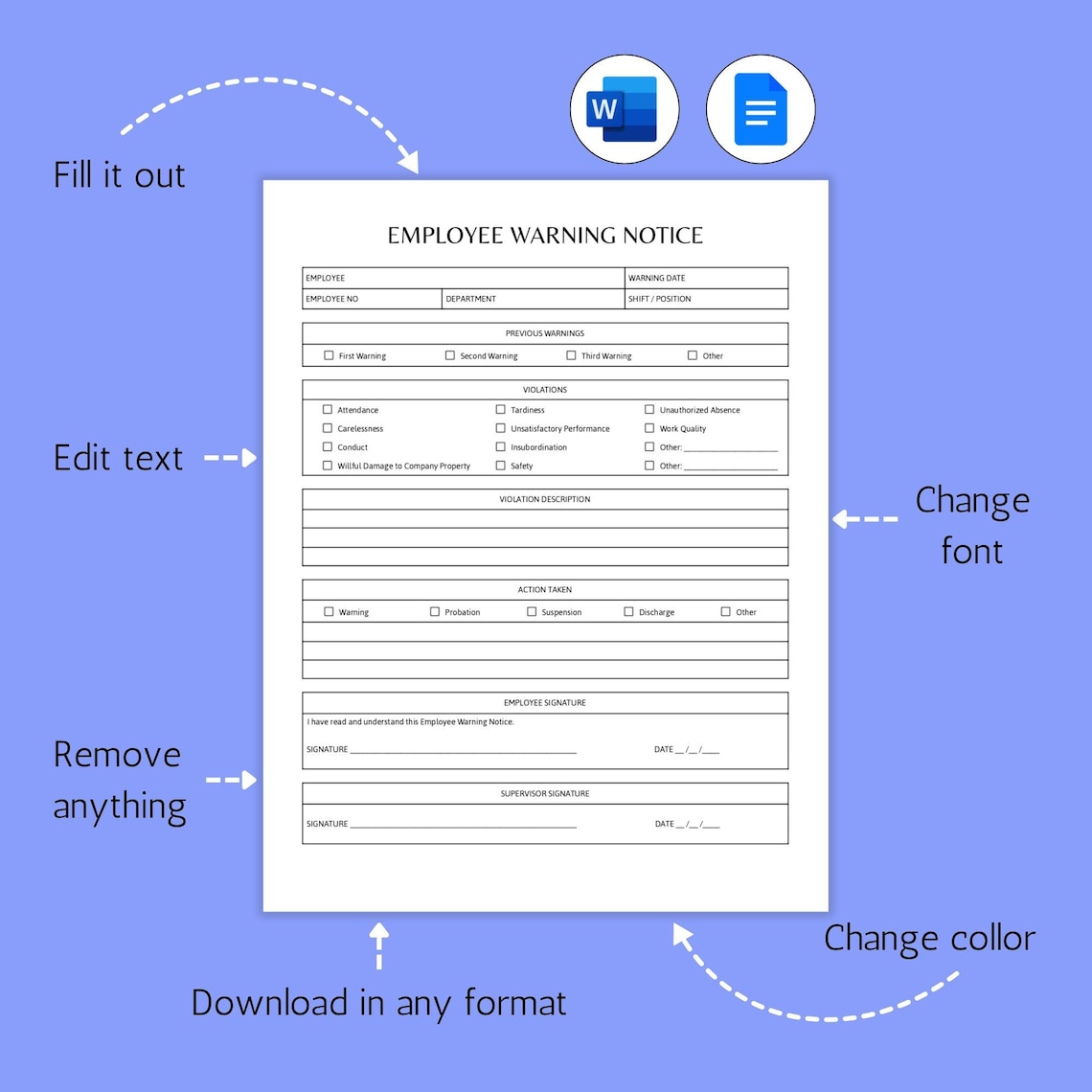 Copy Write Warning Sign Employee Write Up. Employee Warning Letter Template. Written Warning ...