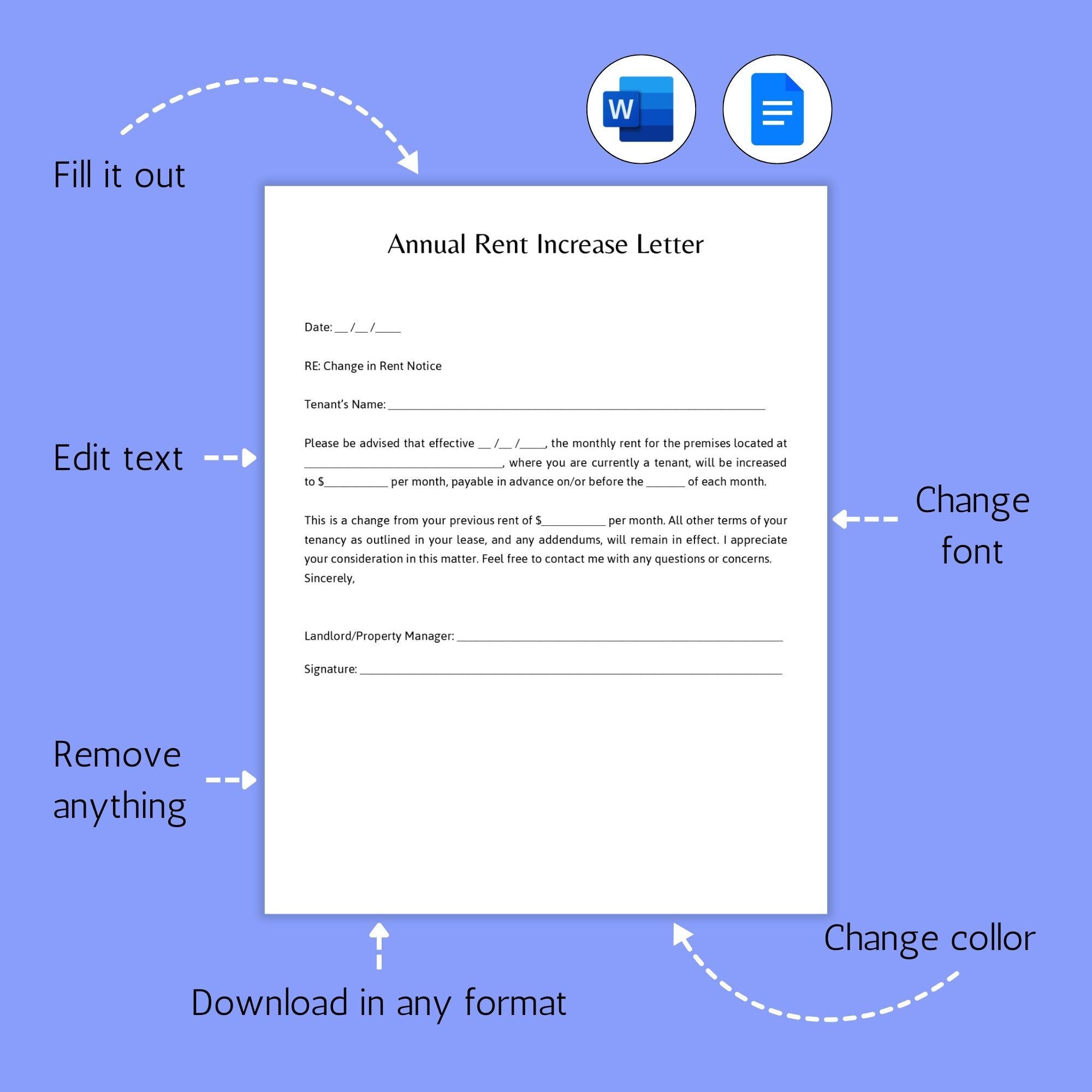 Rent Increase Notice. Letter to Raise Rent. Rental Increase Notice ...