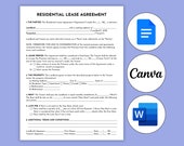 Residential Lease Agreement Template. Printable Rental Agreement. Landlord Form, Residential Lease Contract. Rental Lease Agreement Editable